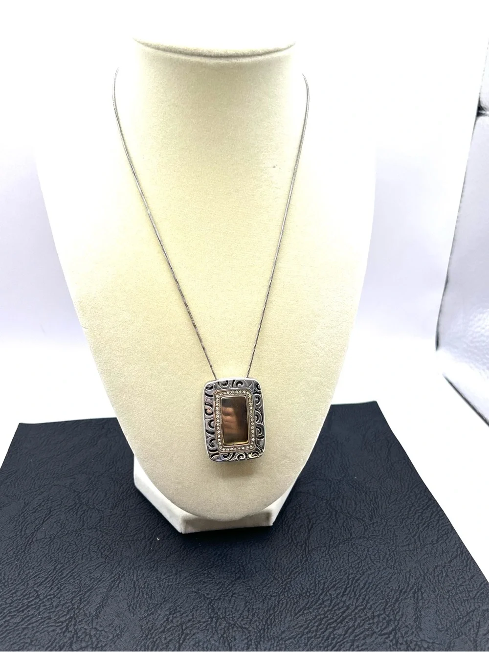 Brighton Rhythms Reversible Necklace Rectangle Pendant Black a